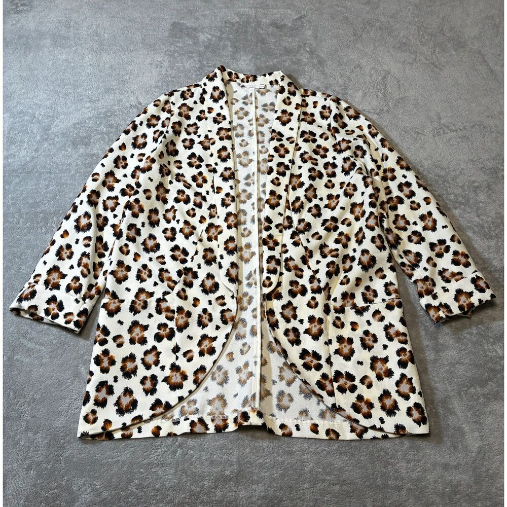 Lush Leopard Print Blazer Women’s XL – Lightweight Open Front Jacket